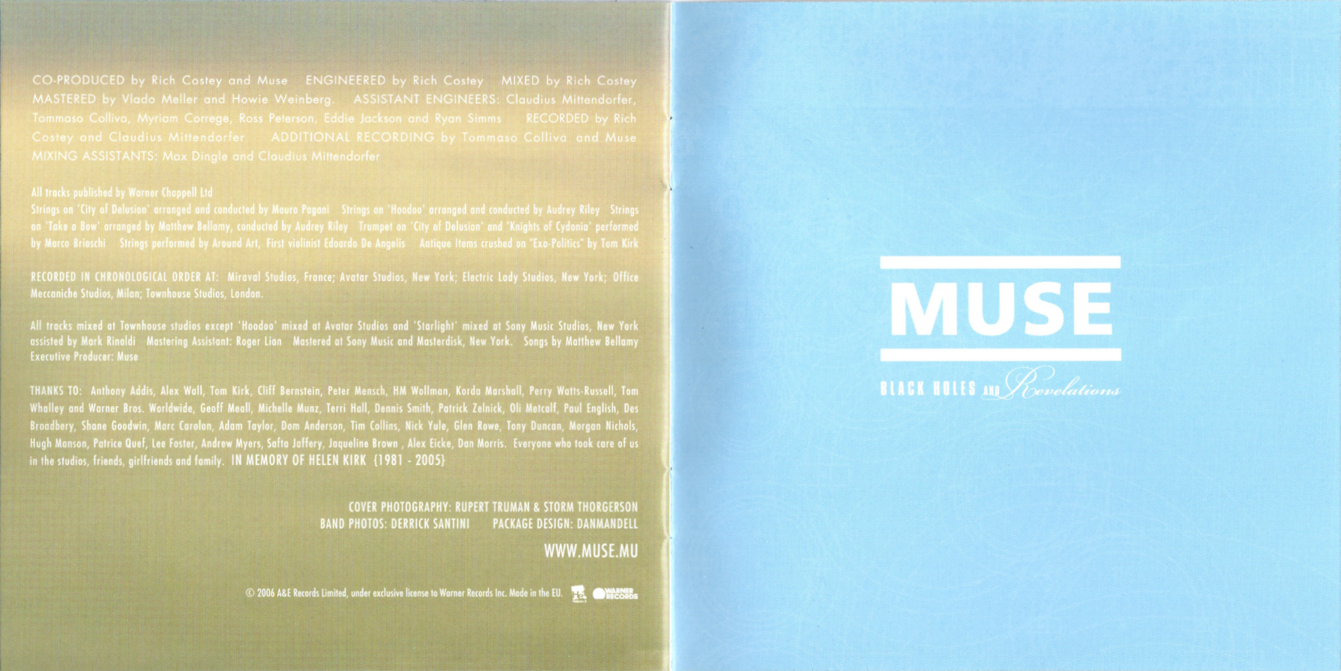 black holes and revelations by muse booklet pages 13 and 14